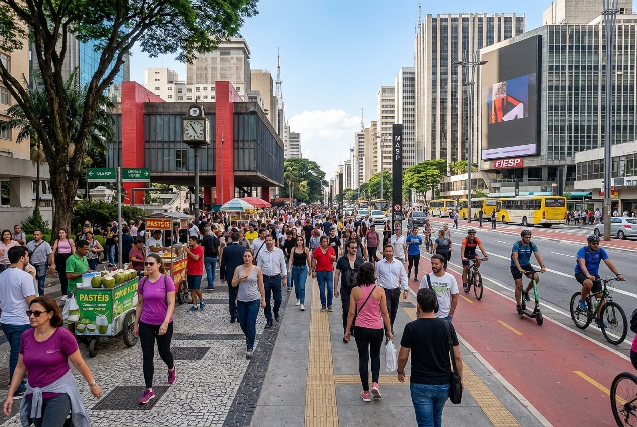 Pessoas circulando na Avenida Paulista - Portal Sampa