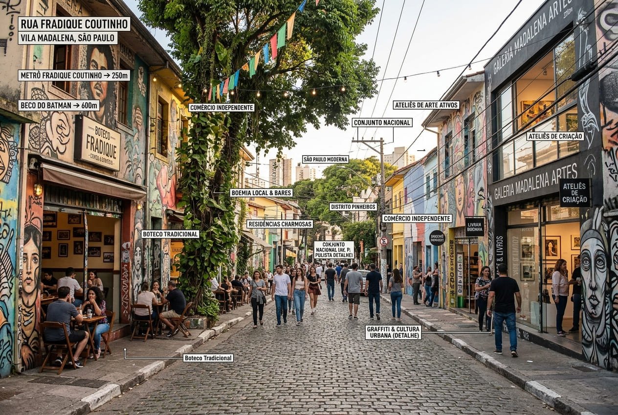 Rua Fradique Coutinho na Vila Madalena - Portal Sampa