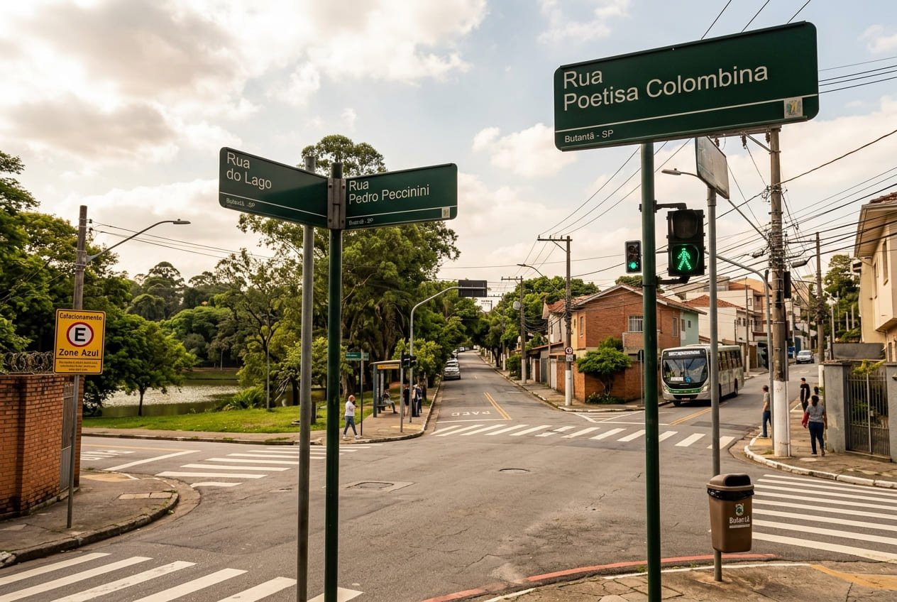 Ruas residenciais- Poetisa Colombina, do Lago e Pedro Peccinini - Portal Sampa